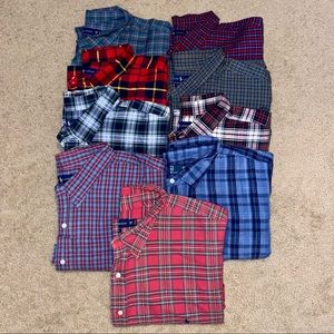 Lot of 9 Ralph Lauren Plaid Button Down Men's Shirts